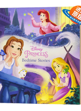 英文原版绘本 Princess Bedtime Stories 18个故事合辑 迪士尼公主睡前故事 银边书精装礼品书 睡前晚安读物童话故事儿童外文书
