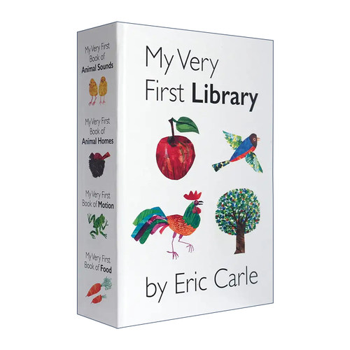英文原版 My Very First Library 我的第一个图书馆 运动之书 动物家园动物声音食物 4册连连看纸板书礼盒装 进口英语原版书籍