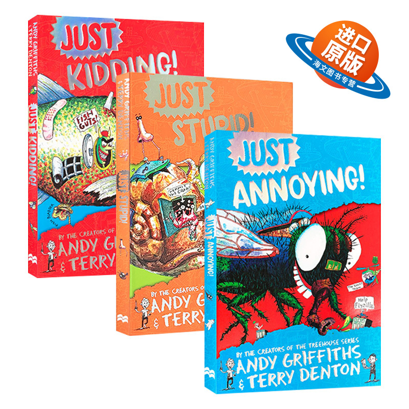 英文原版 Just Annoying/Just Kidding/Just Stupid 儿童搞笑幽默章节故事书3册 英文版 进口英语原版书籍