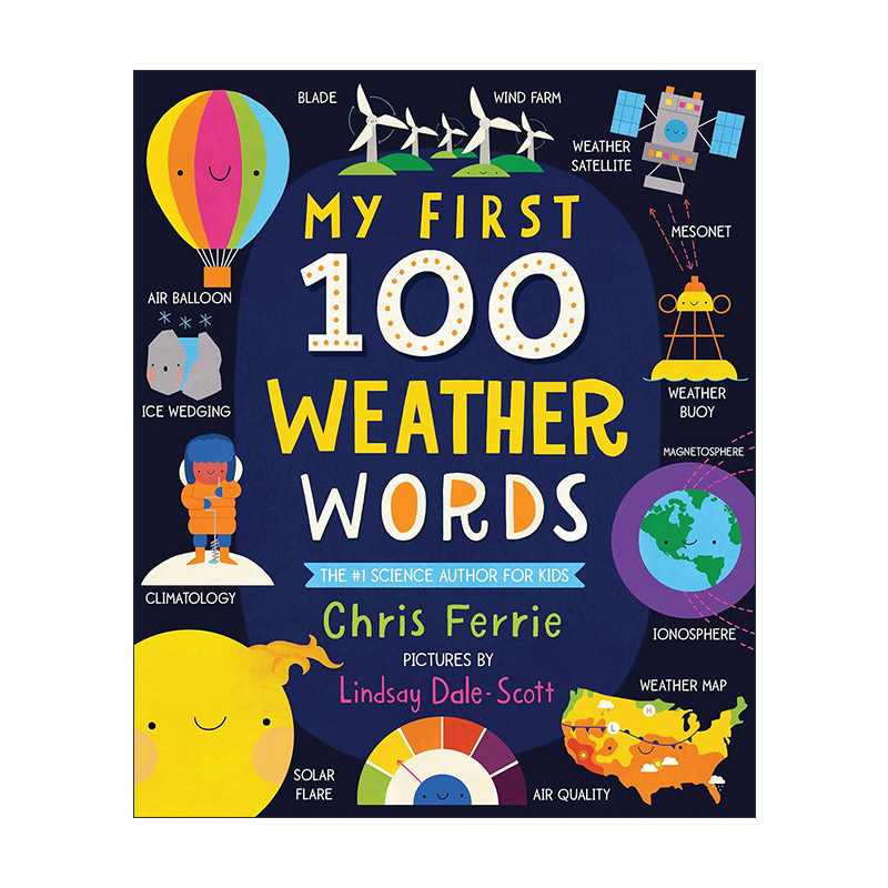 英文原版 My First 100 Weather Words 我的100个天气词汇 少儿STEM启蒙认知图解词典 纸板书绘本 英文版 进口英语原版书籍