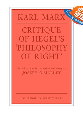 英文原版 Critique of Hegel's 'Philosophy Of Right' 马克思 黑格尔法哲学批判 剑桥政治史及理论研究系列 英文版 进口英语书籍