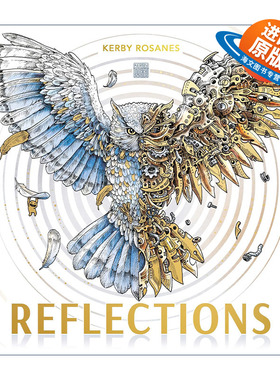 英文原版 Reflections 对称 填色寻物 着色涂色书 绘本 漫画 艺术 Kerby Rosanes 英文版 进口英语原版书籍