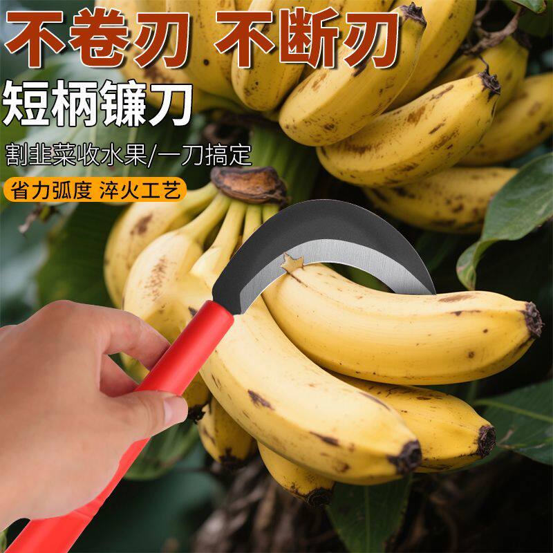迷你不锈钢割韭菜刀家用锋利小镰刀菜园收割工具农用款园艺神器款