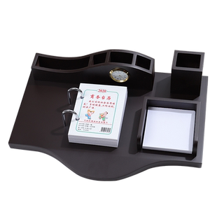 2026年木质高档台历架桌面商务定制 老板办公桌摆件记事本笔筒名片盒 简约中国风礼品日历LOGO广告