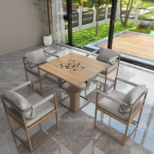 架空层布置棋牌桌象棋围棋桌椅双面棋盘两用休闲桌简约中式四方桌