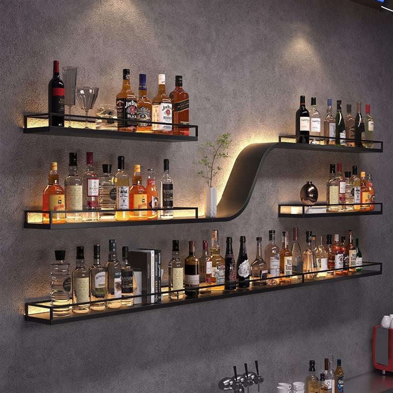 吧台酒吧酒架壁挂式展示架创意餐厅铁艺置物架红酒