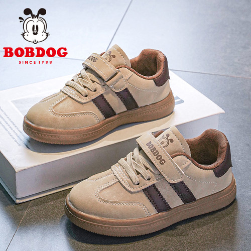 巴布豆童鞋男童鞋子春秋新款皮面防水小学生德训鞋儿童休闲运动鞋