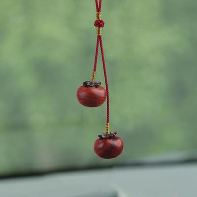 秀木镂高档紫檀柿子汽车挂件后视镜挂饰男女款式车内上载事事如意