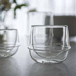 耐热耐高温高硼硅透明玻璃碗双层隔热圆形水果沙拉酸奶碗家用水杯