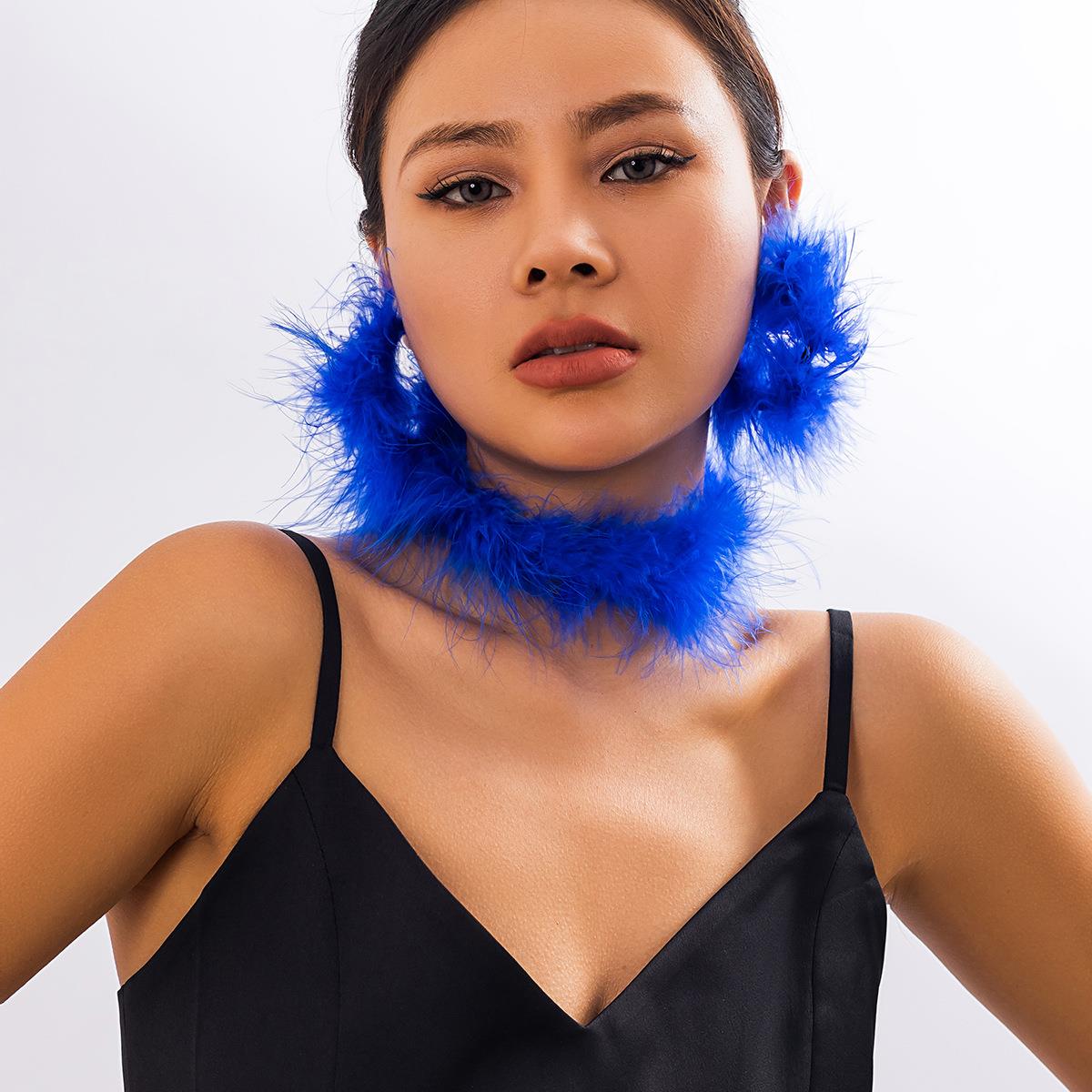 Short feather collar ribbon white fluffy women