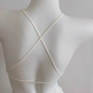 细肩带交叉美背内衣女士小胸聚拢夏季 无钢圈性感纯欲风文胸罩 薄款