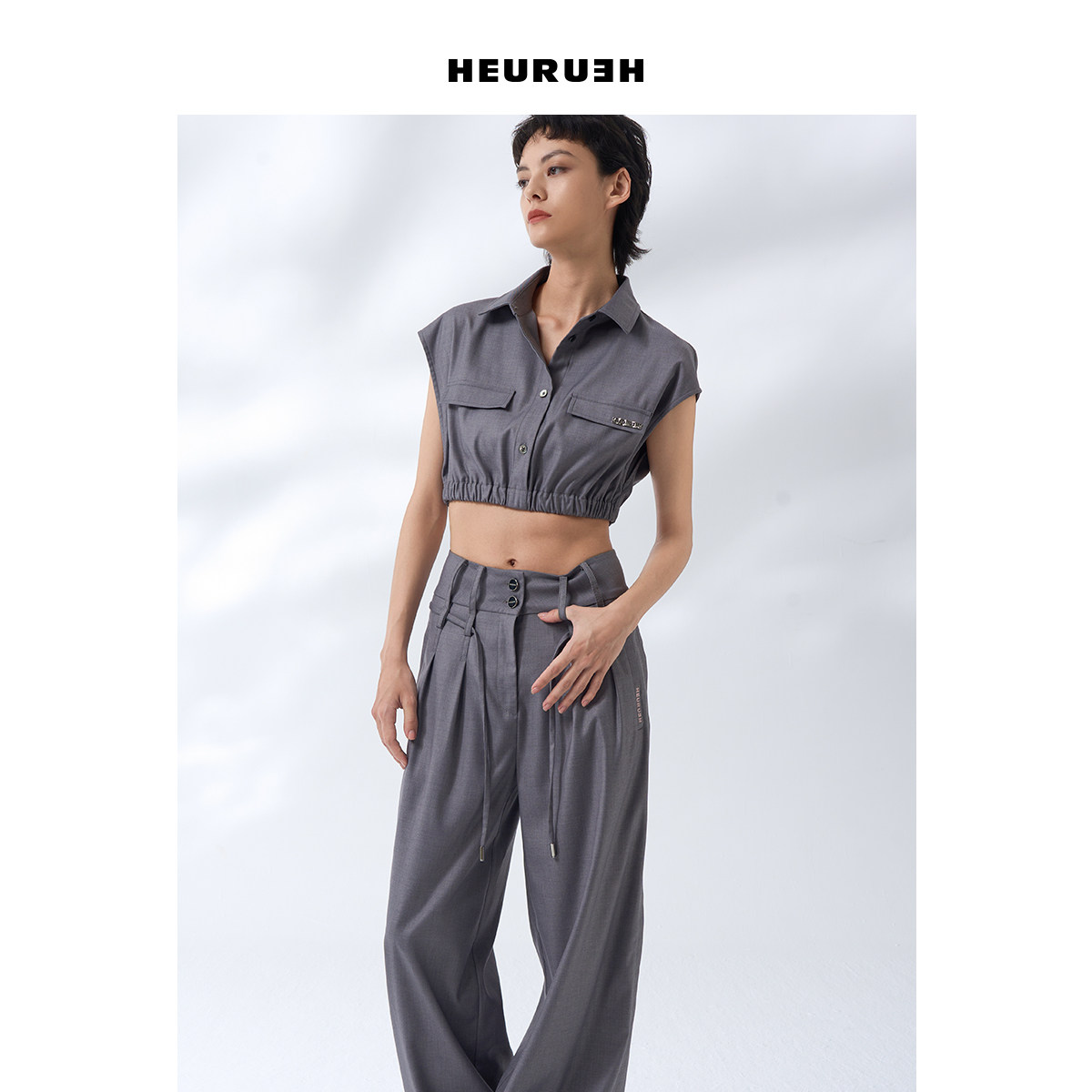 HEURUEH SS25春夏新品 无袖斜纹上衣