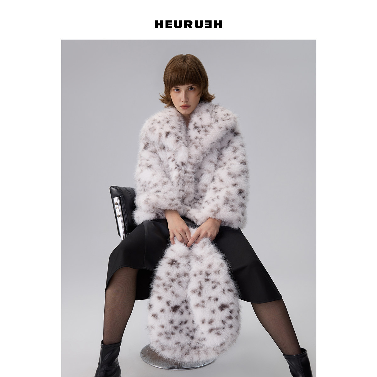 翻领仿毛外套中长款皮草外套