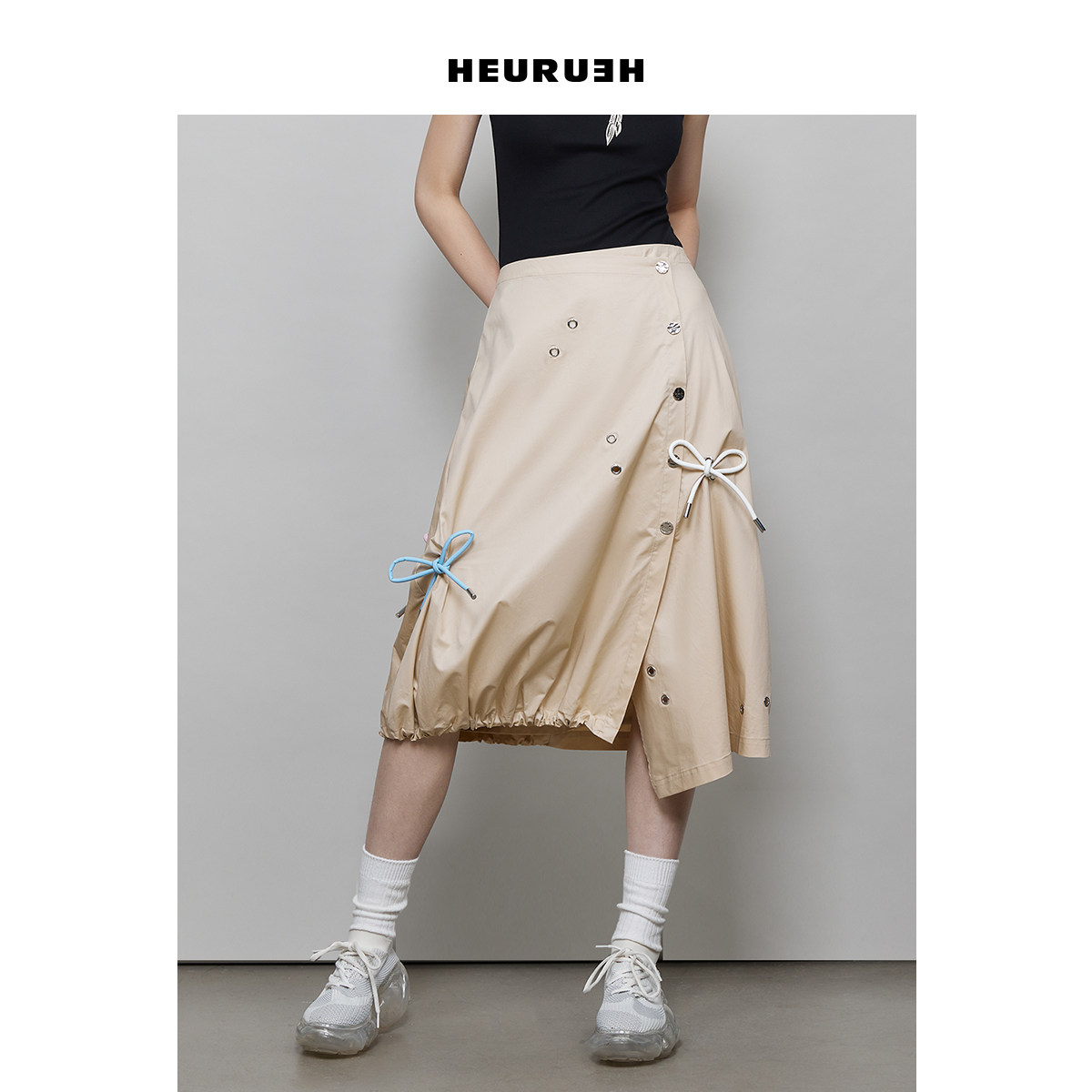 围裹式半身裙HEURUEH仿皮蝴蝶结
