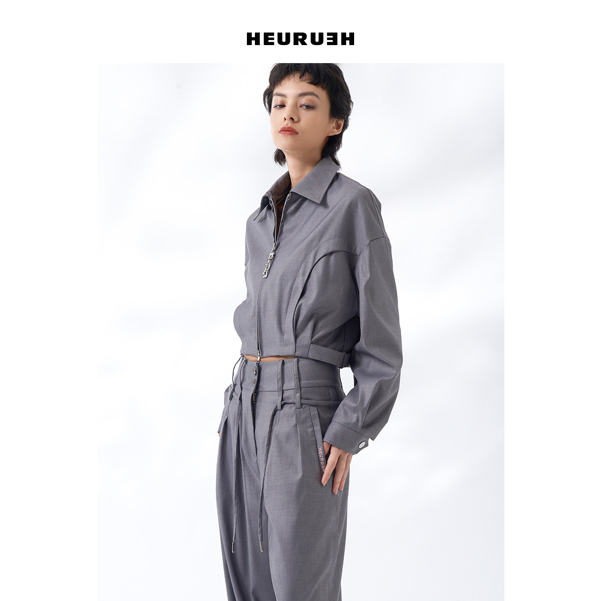 HEURUEH SS25春夏新品 休闲外套女斜纹夹克
