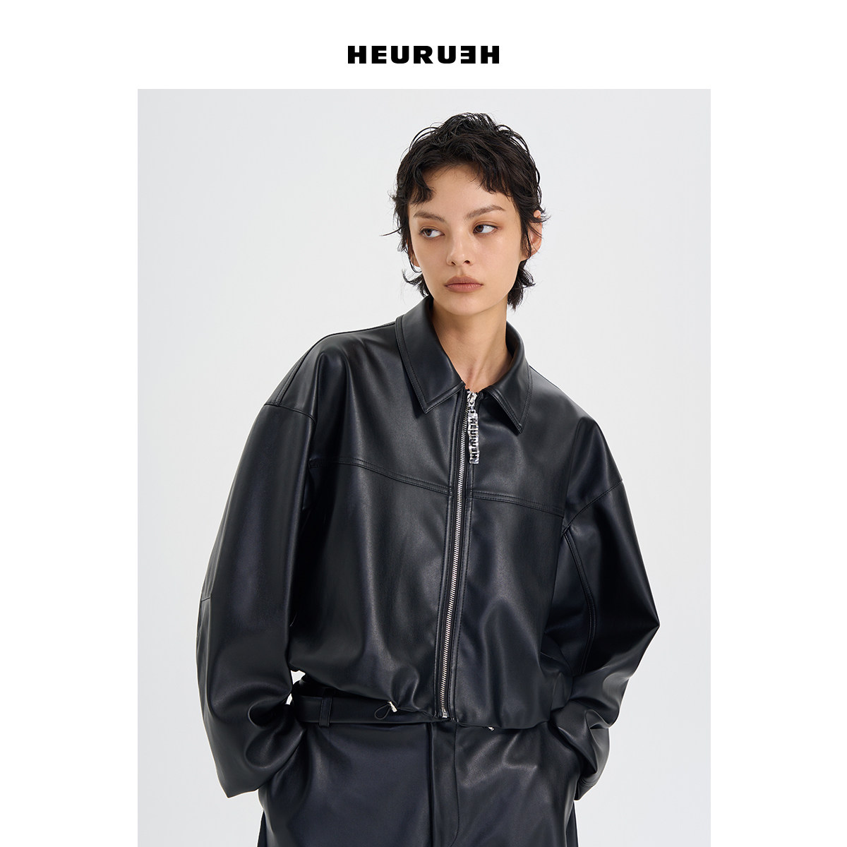 精致感雾面皮夹克HEURUEH英式