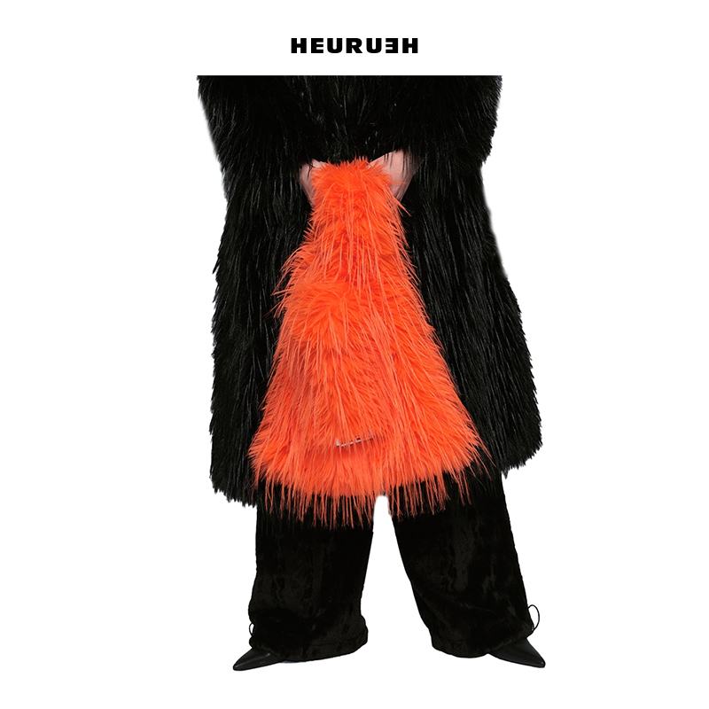 Heurueh仿驼鸟毛先锋流苏挎包