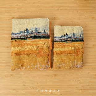 梵高油画艺术布艺手账本定制A5高颜值麦田星夜夹棉活页本a6笔记本