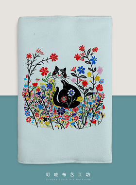 猫咪和花布艺书衣定制尺寸A5小清新书套文艺手账本保护套A6布书皮