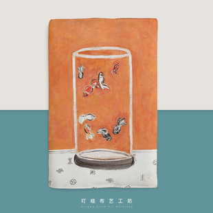 法式复古笔记本子本子好看小众艺术布艺书衣定制常玉《八尾金鱼》