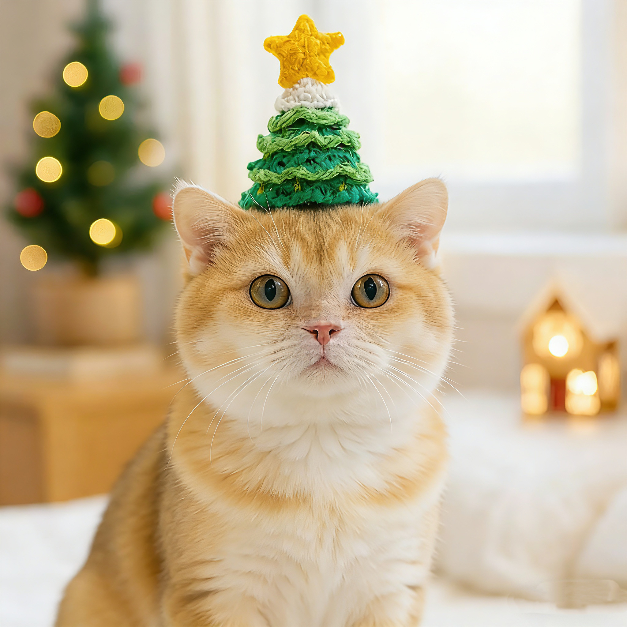 【小山胖】宠物猫咪圣诞树帽子衣服狗狗饰品圣诞节日冒险编织装扮