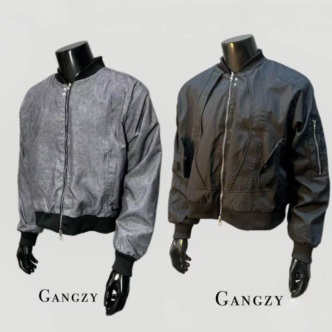 Gangzy韩国进口霜冻褶皱双面小众设计休闲棒球领夹克外套 男
