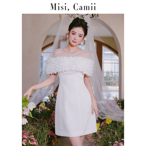 Misi,Camii手工钉钻立体提花礼服裙轻奢正式场合小众设计感连衣裙