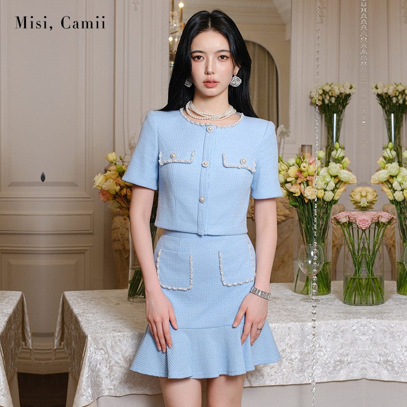 Misi.Camii手工钉珠针织短袖上衣
