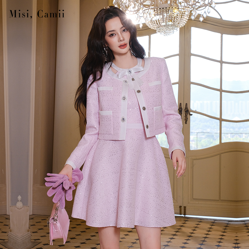 Misi.Camii撞色边珠片花呢外套