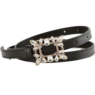 Misi.Camii春夏新品女士人造革配件饰轻奢钻扣细面宽松卡扣腰带