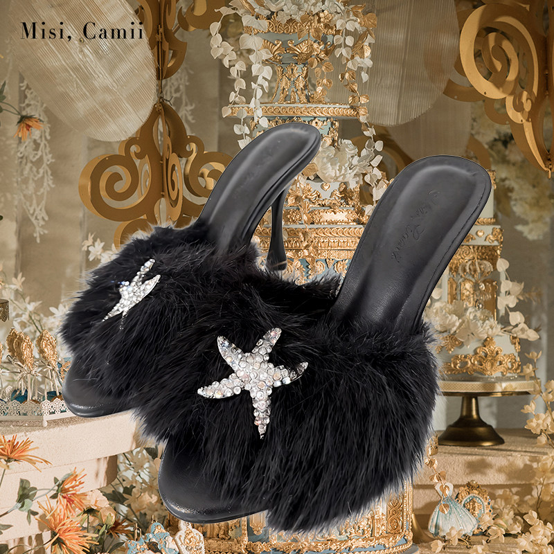 Misi.Camii重工海星皮质高跟鞋