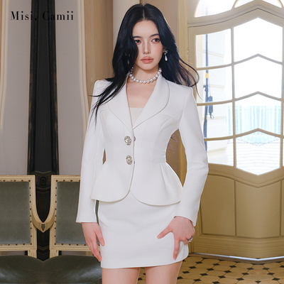 Misi.Camii钻饰花苞收腰西装外套