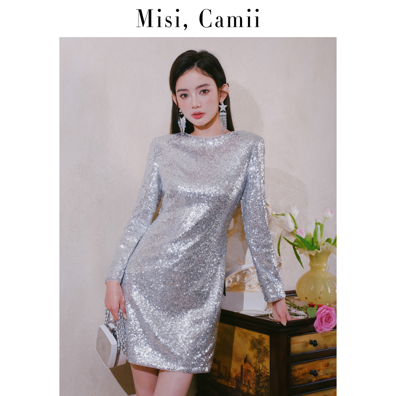 Misi,CamiiV字背亮片缀饰