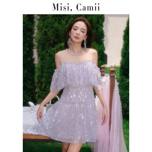 Misi,Camii甜美A字裙镶钻