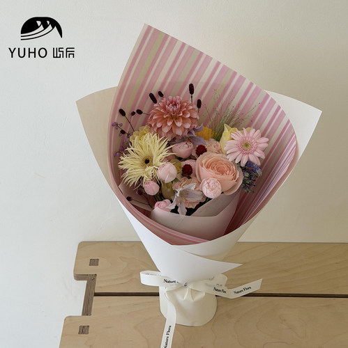 YUHO屿后条纹花束包装纸花艺