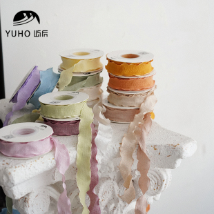 屿后 材料 2.5cm皱边丝带鲜花花束绑带烘培蝴蝶结手工diy花艺包装