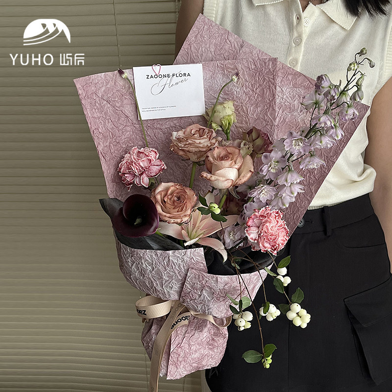 屿后 双色石纹理纸鲜花花束包花纸晕染肌理感包装纸花店diy材料,鲜花速递/花卉仿真/绿植园艺,花艺包装纸,淘宝优惠券,粉丝福利购,淘宝优惠卷