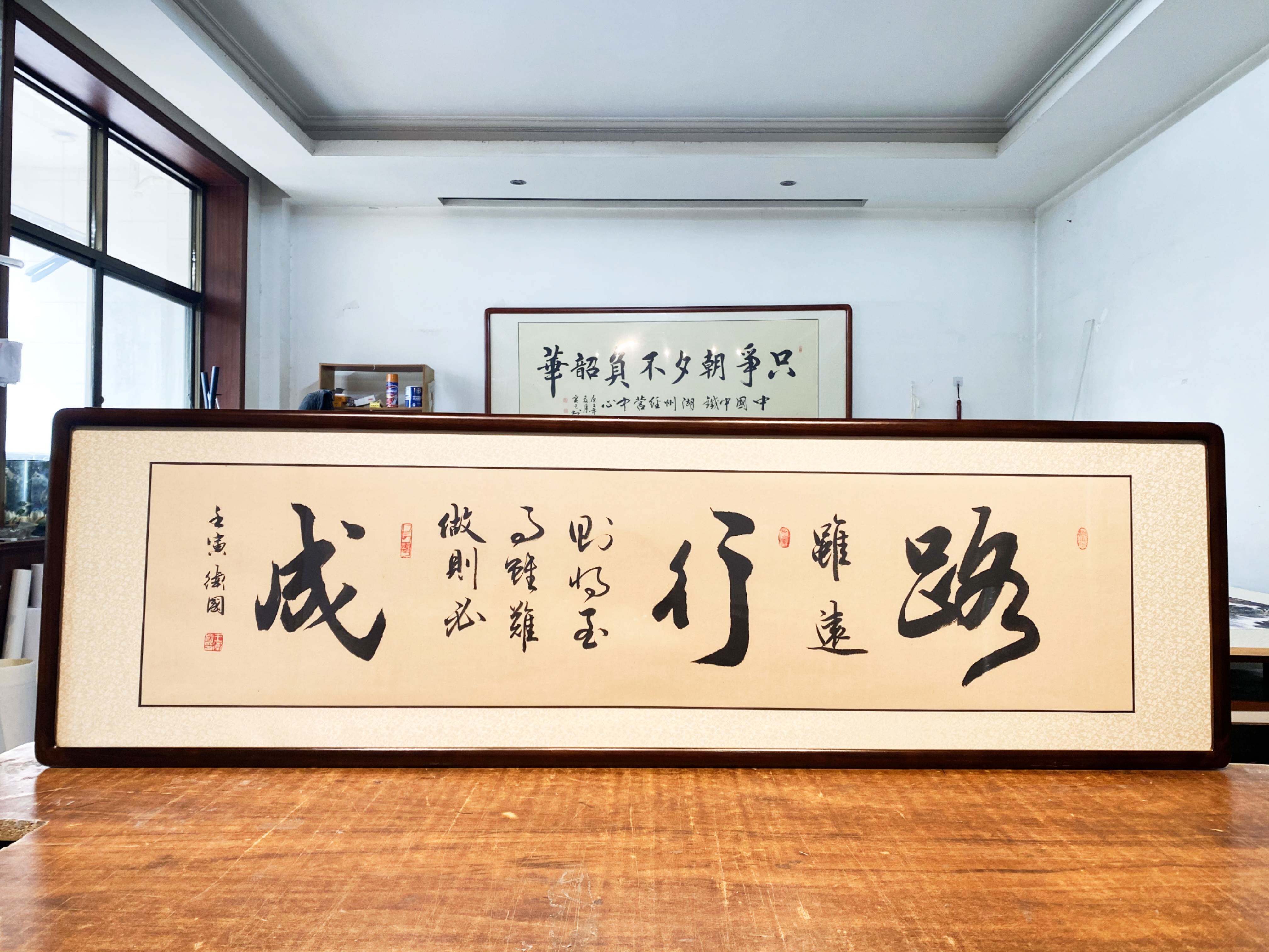 2022新款公司办公室定制手写励志书法真迹毛笔字题字客厅实木牌匾