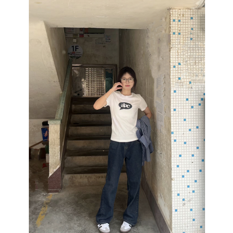 复古深蓝色阔腿牛仔裤女2024年新款高腰显瘦宽松夏季薄款直筒裤子