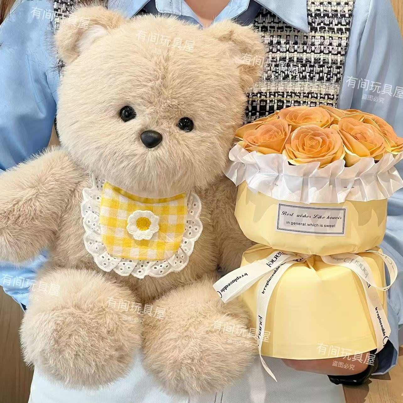 会跑步的可爱跑跑小熊玩偶花束毛绒公仔生日礼物女生圣诞节礼物