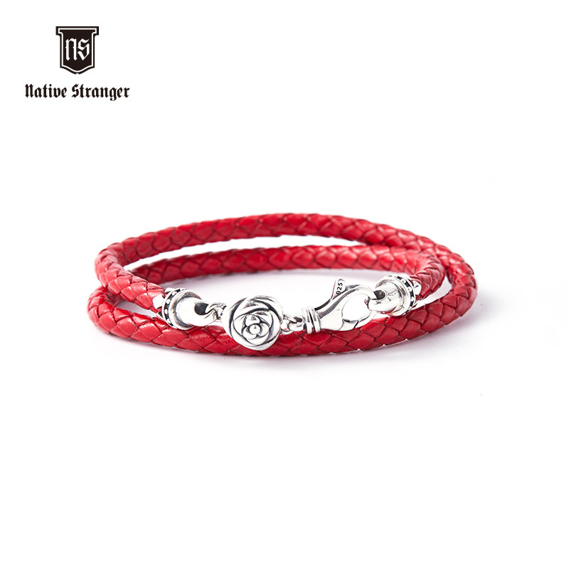NATIVE STRANGER玫瑰牛皮绳手链925银,饰品/流行首饰/时尚饰品新,银饰手链,淘宝优惠券,粉丝福利购,淘宝优惠卷