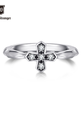 NATIVE STRANGER锆石十字戒指925银