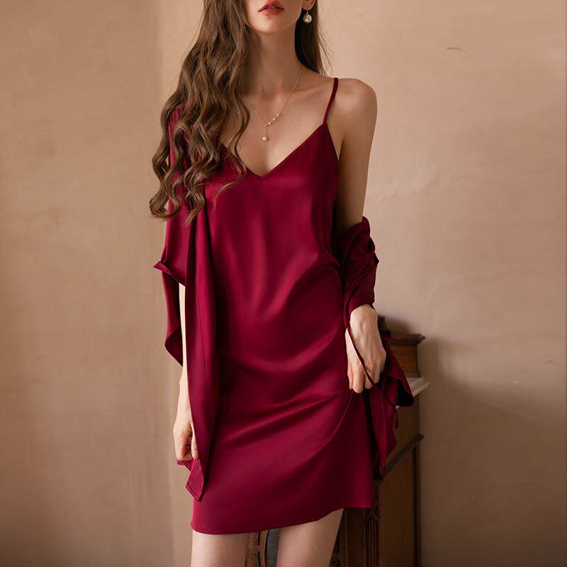 性感睡衣女真丝吊带睡裙睡袍两件套装薄蚕丝结婚家居服夏季高级感