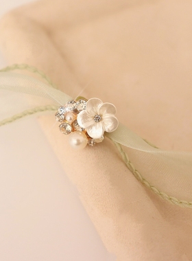 新款夏仙气花朵绿色欧根纱遮脖子疤痕项链布丝带配饰蕾丝颈带薄纱