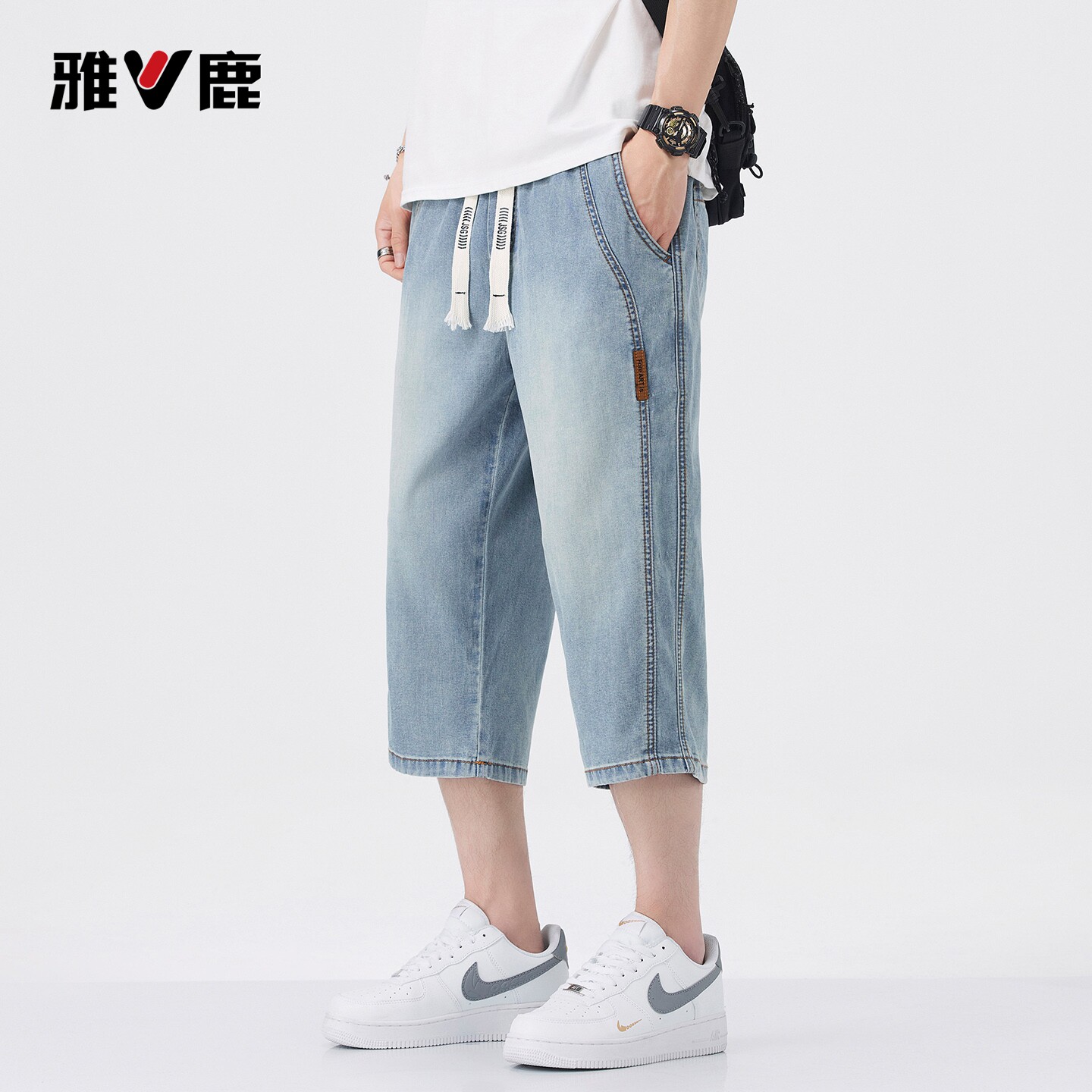 雅鹿天丝牛仔七分裤男夏季薄款图片