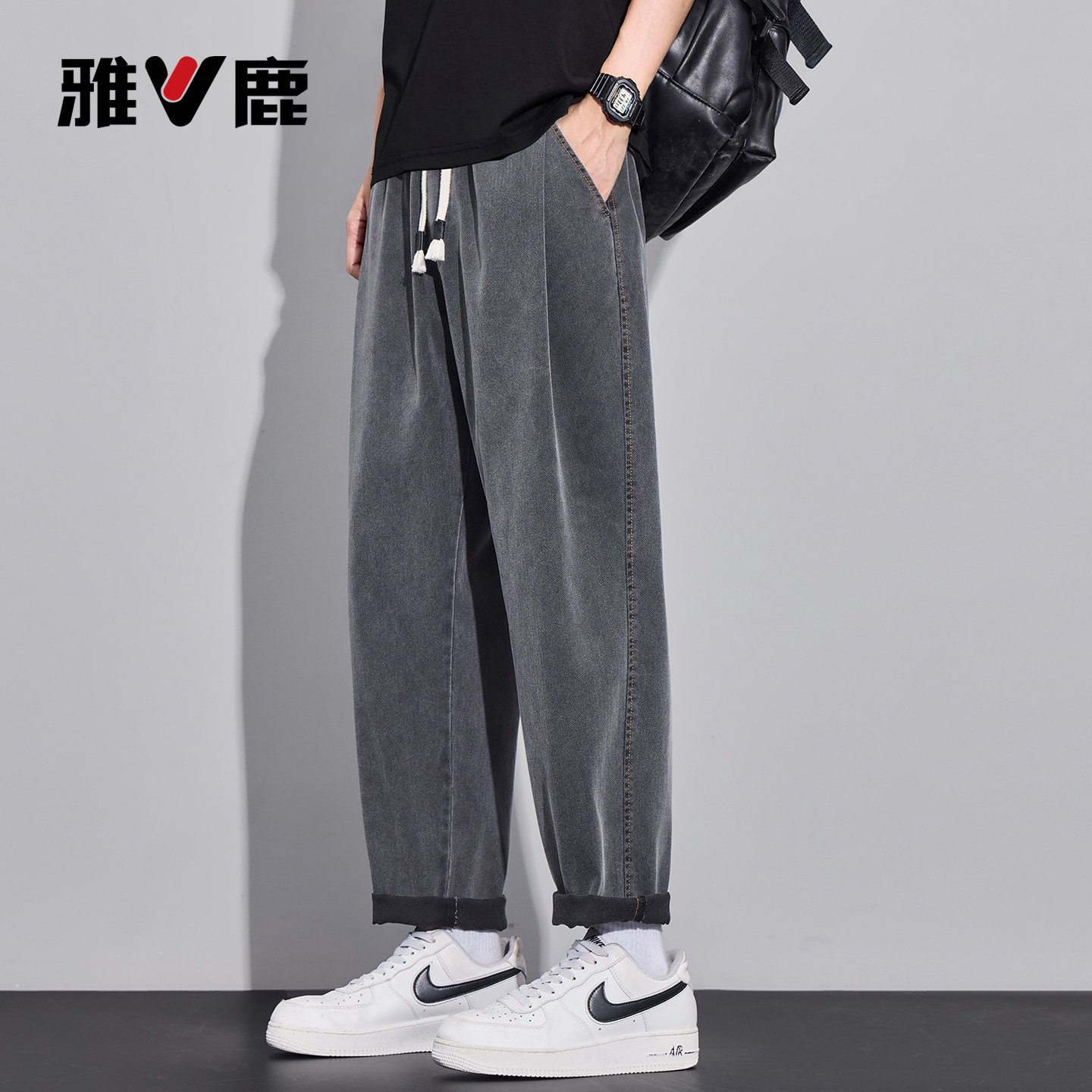 雅鹿美式潮牌锥形牛仔裤图片