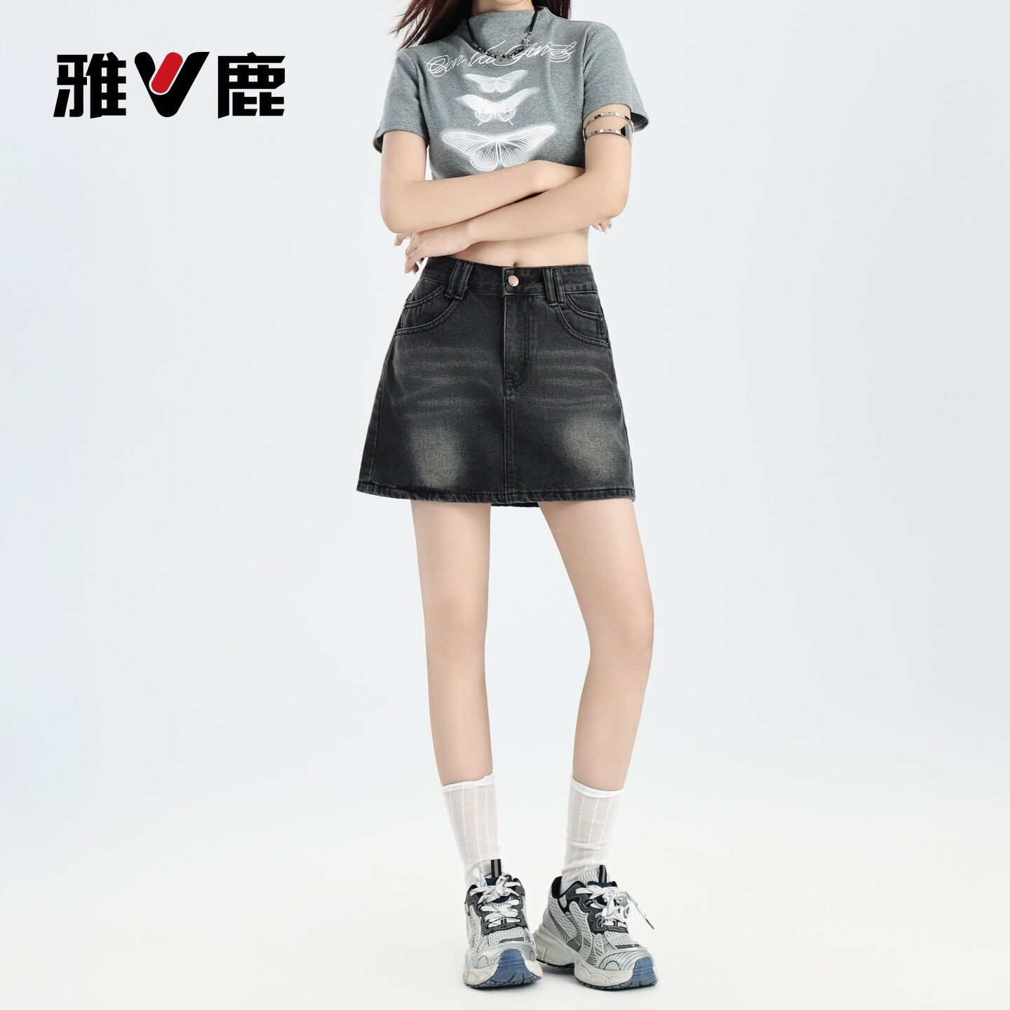雅鹿牛仔短裙女2026新款夏季高腰美式辣妹复古包臀裙子YM