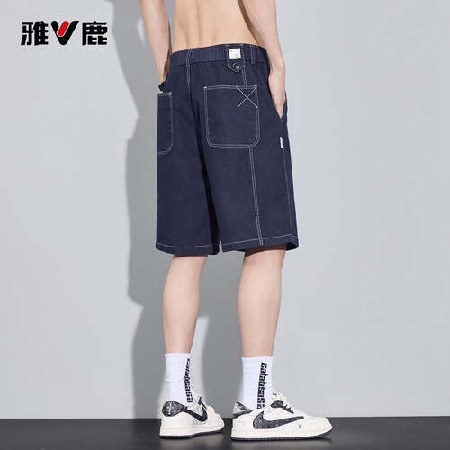 雅鹿夏季薄款牛仔短裤男2026