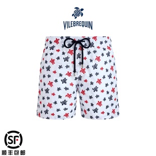 vilebrequin沙滩裤男正品海龟双层内衬白色短裤三亚海边度假泳裤
