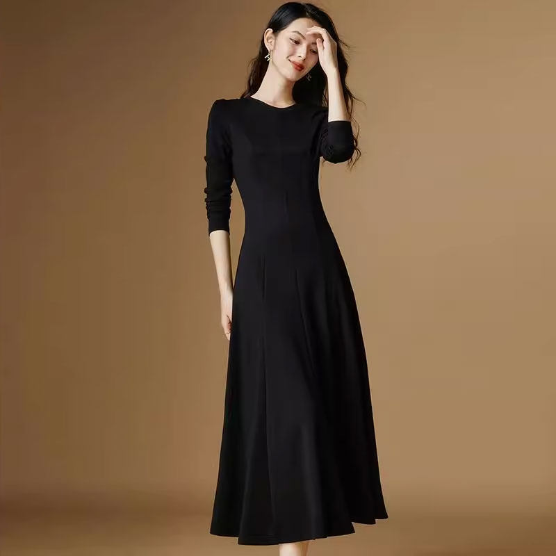 【升级提腰线更显瘦遮肉】千寻宜2026春季纸片人感圆领a字连衣裙